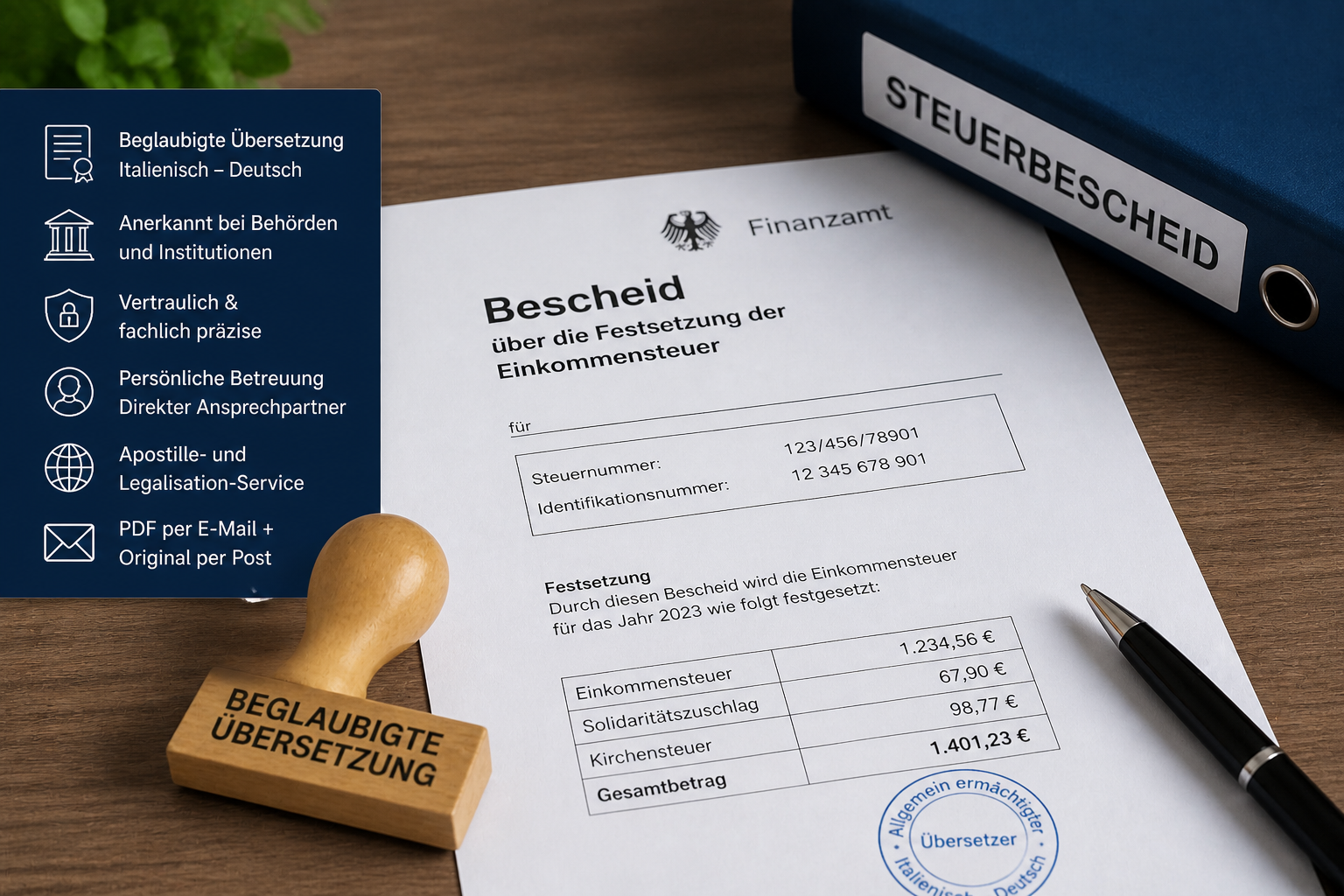 Bescheid vom Finanzamt übersetzen lassen