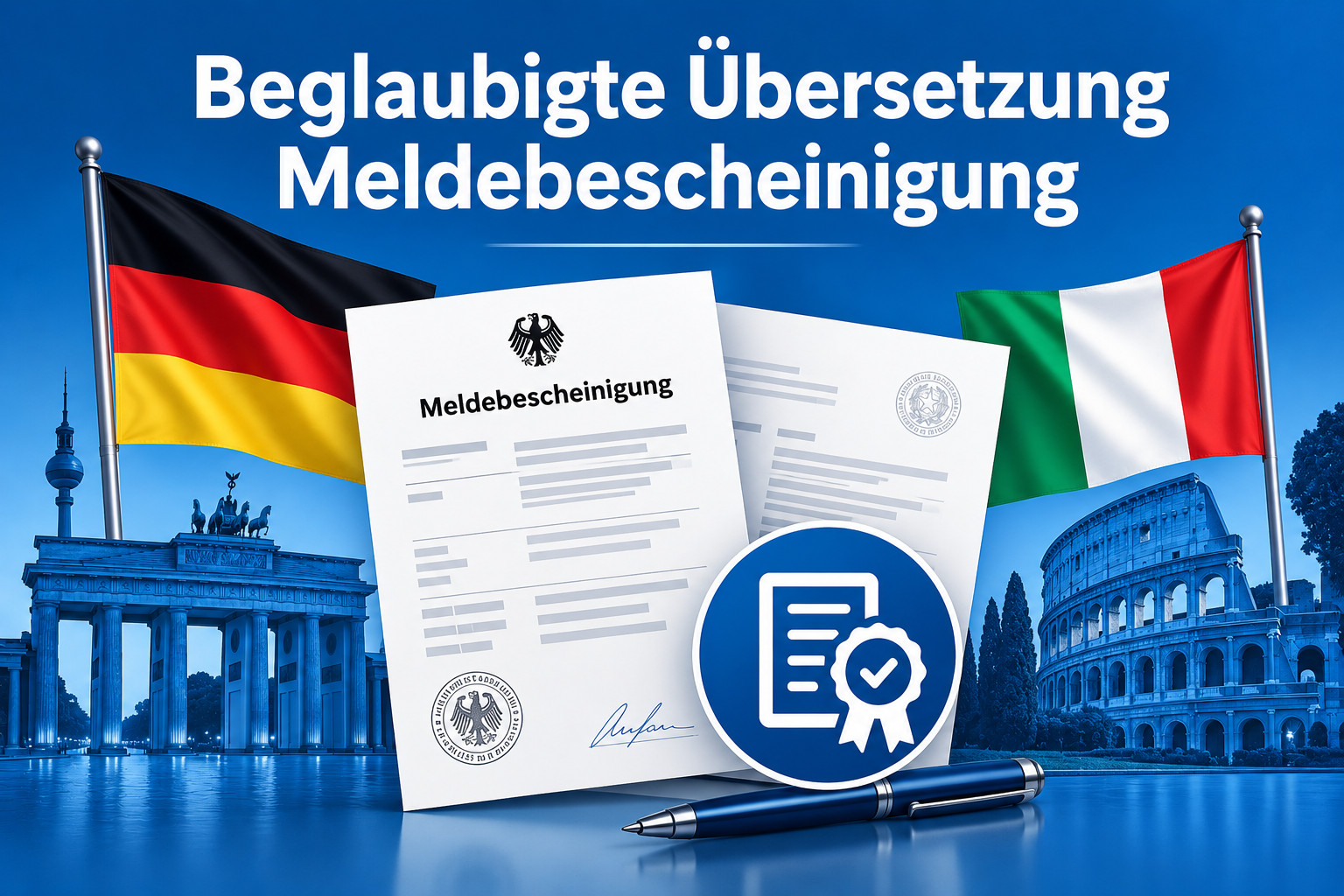 Tradurre certificato di residenza. Traduzione asseverata certificato di residenza italiano–tedesco