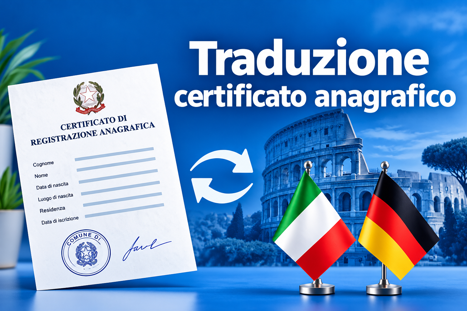 Traduzione certificato anagrafico tedesco italiano, traduzione giurata