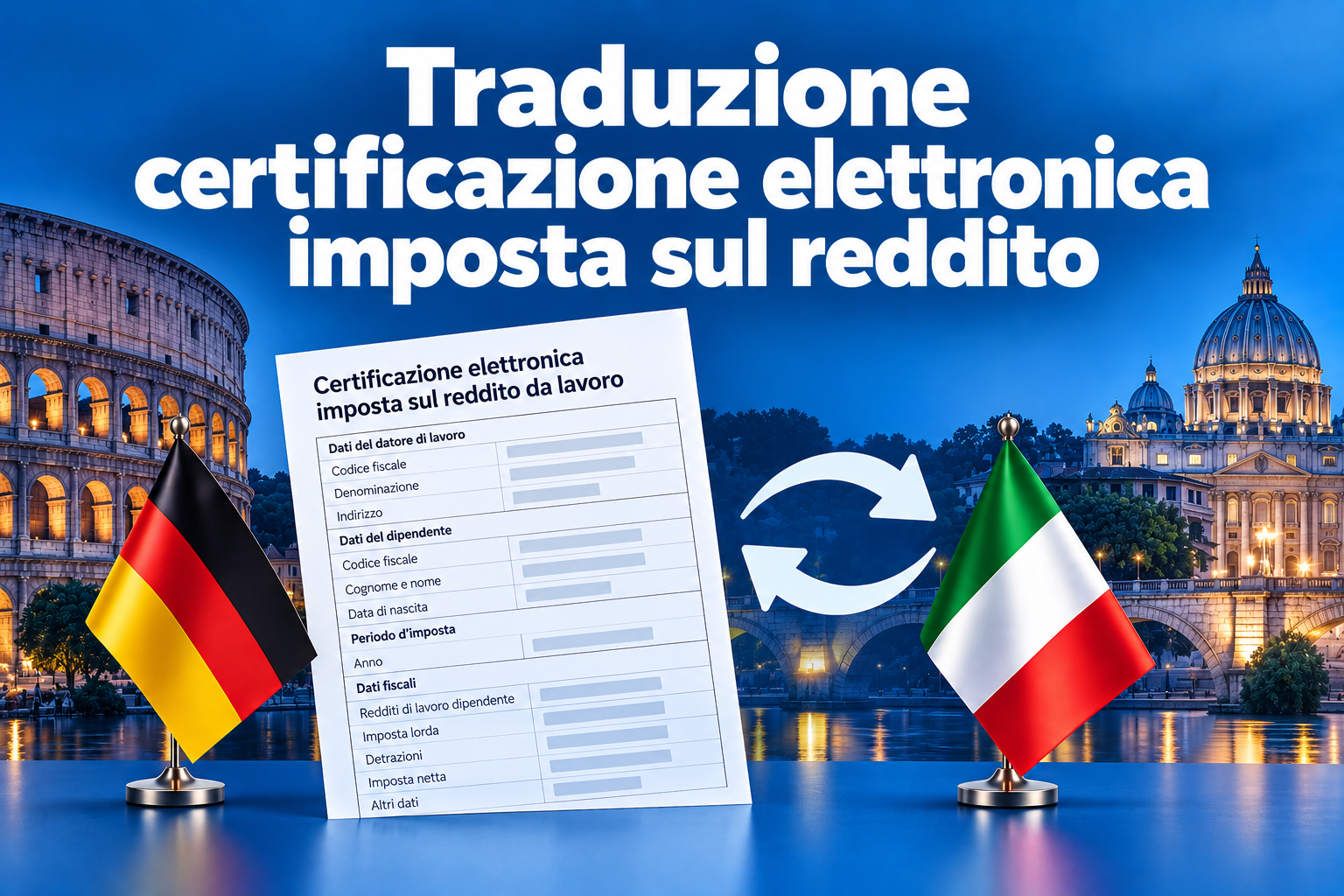 Traduzione certificazione elettronica imposta sul reddito tedesco italiano tedesco