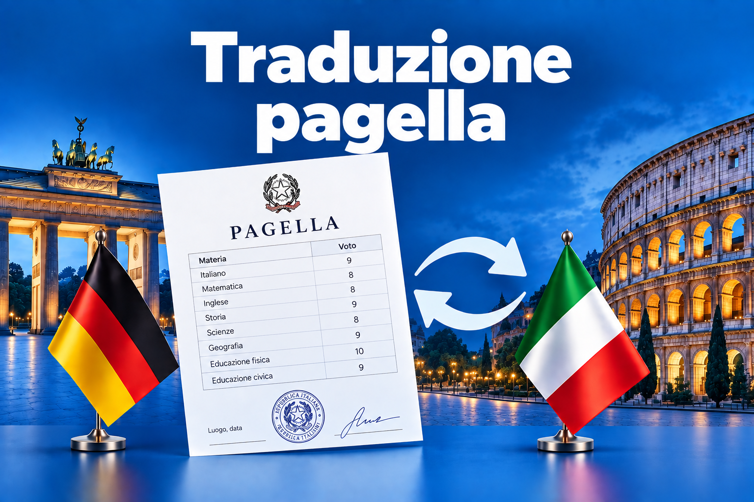 Traduzione pagella tedesco italiano